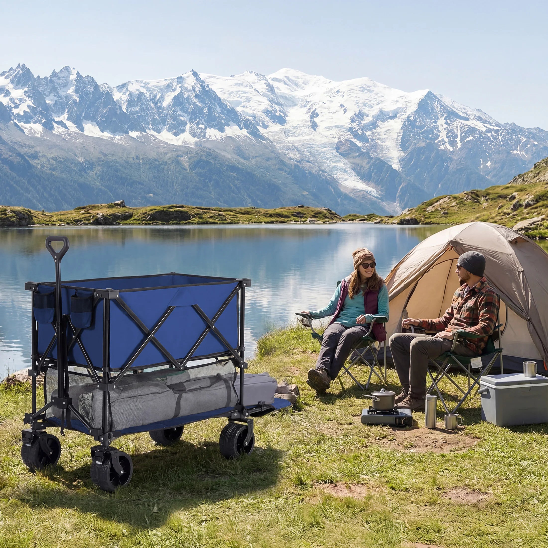 Outdoor Wagons Cart Double Decker (320L Capacity Support up to 440LBS)