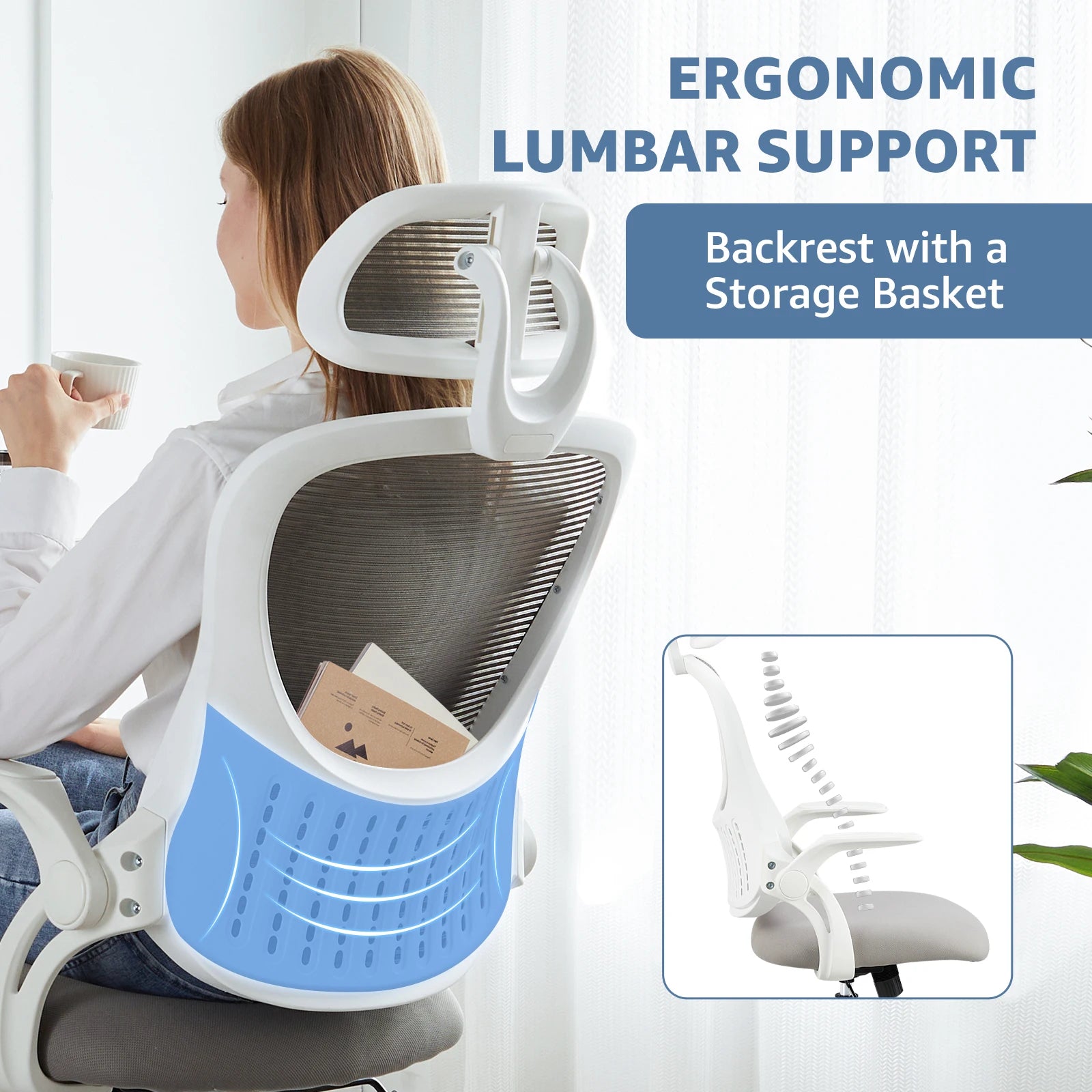 Desk Chair |Adjustable Headrests| Comfortable Lumbar Support