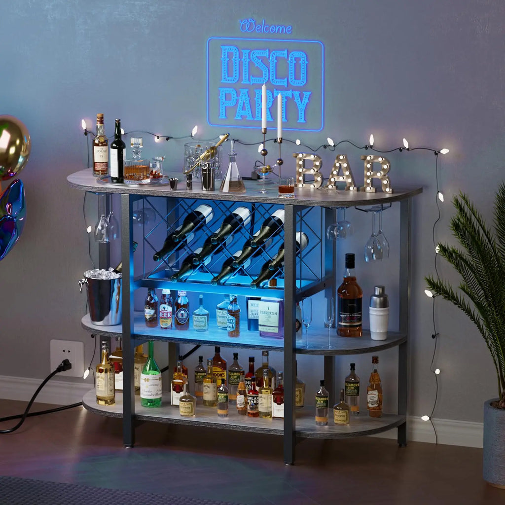 Living Room Cabinet with LED Charging Station
