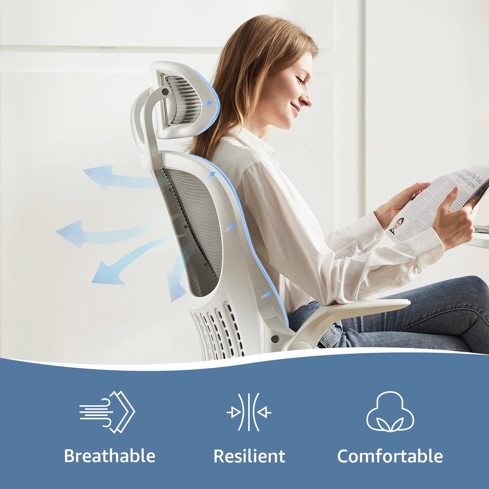 Desk Chair |Adjustable Headrests| Comfortable Lumbar Support