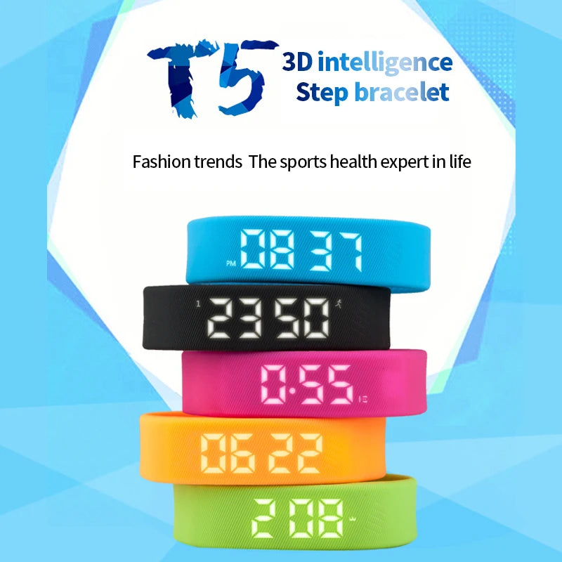 T5 Smart Multifunctional Wristband Fitness Bracelet| IP65 Waterproof Sports LED Activity Sleep Tracker Smart Watch Pedometer