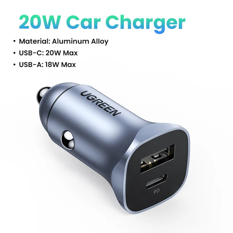 UGREEN Car Charger| Type C Fast USB Charger