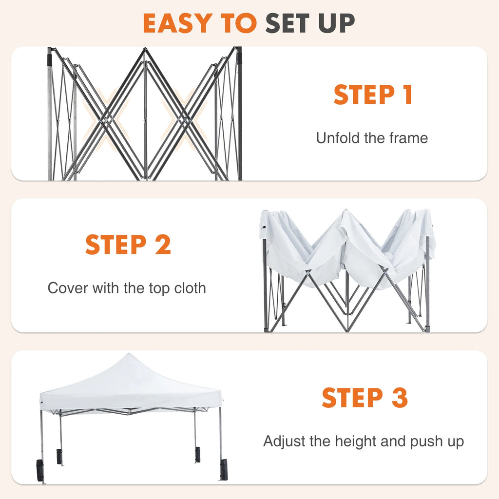 10x10ft Pop Up Outdoor Canopy Tent |Easy Setup|