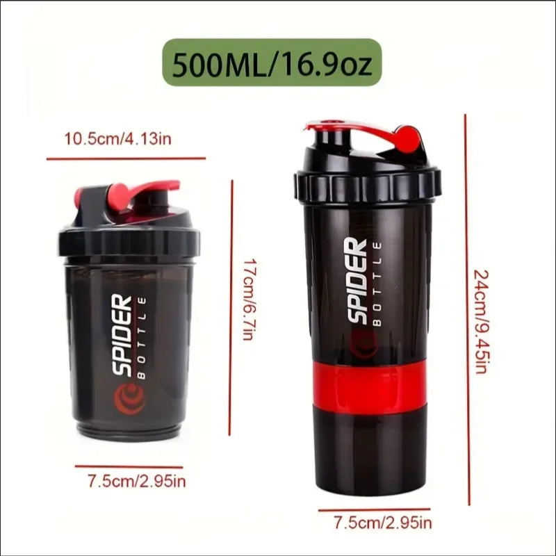 Shaker Bottle With Power Container| 2 Tiers Protein Shakes Powder Shaker Bottle