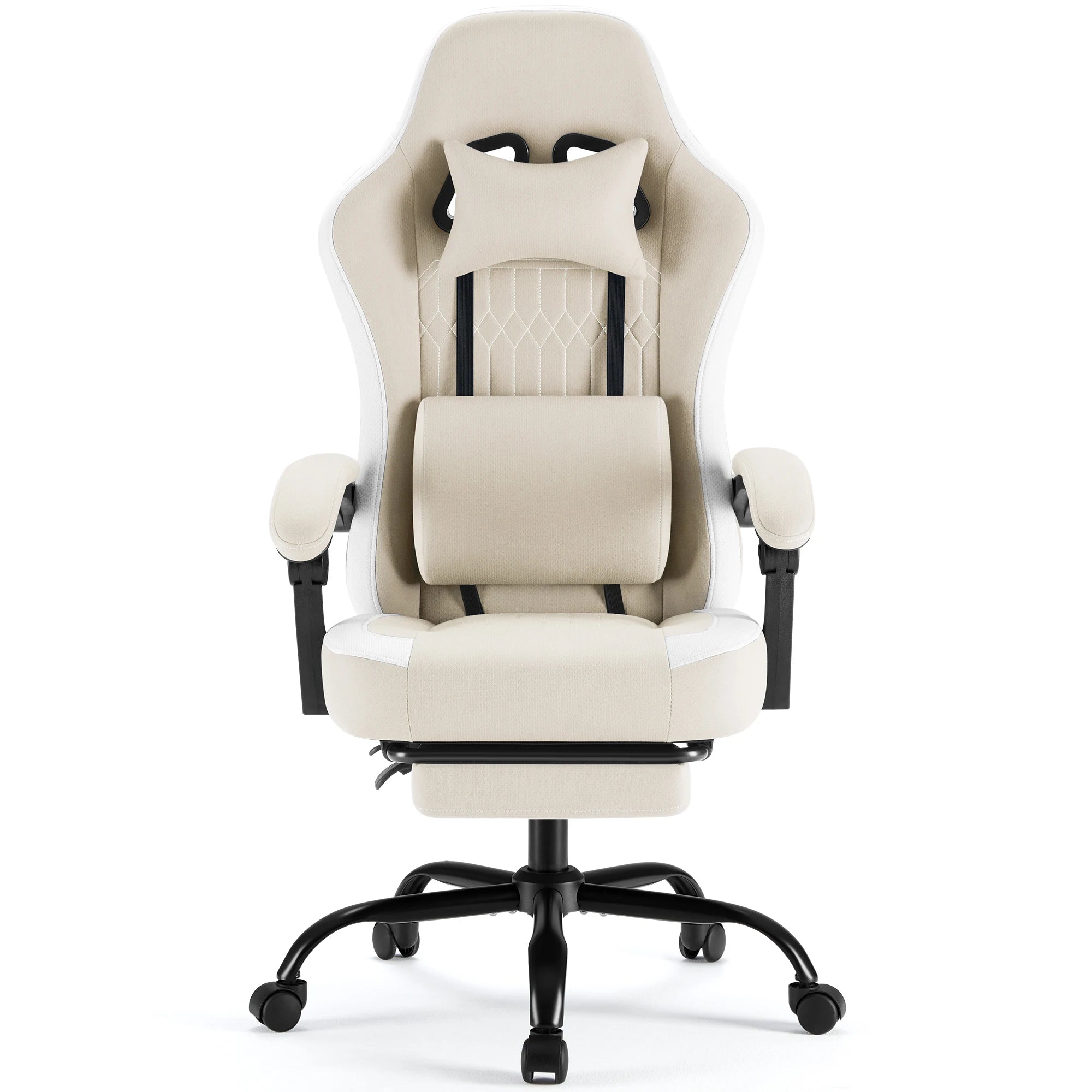 Gaming Chair Height Adjustable 360° Swivel with Headrest Lumbar Support Linkage Armrests