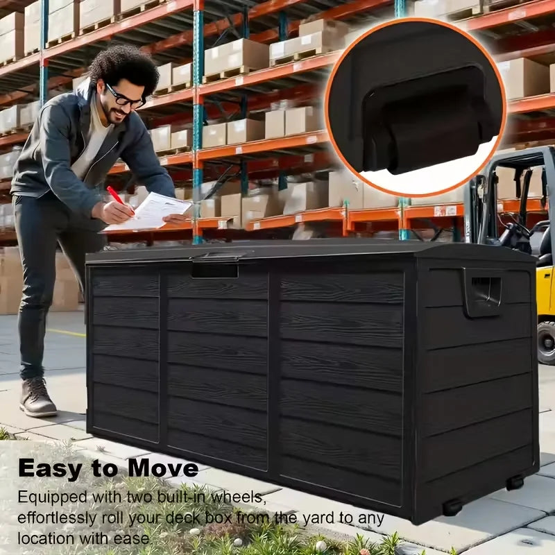 Large Outdoor Deck Box with Lockable Lid & Heavy-Duty Hinged Door
