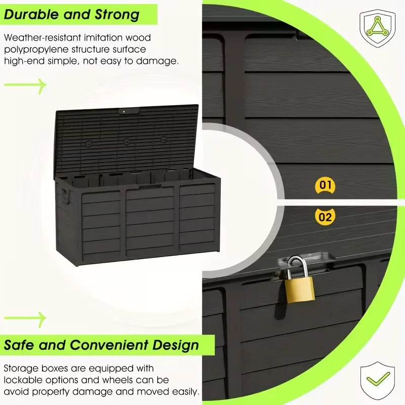 Large Outdoor Deck Box with Lockable Lid & Heavy-Duty Hinged Door