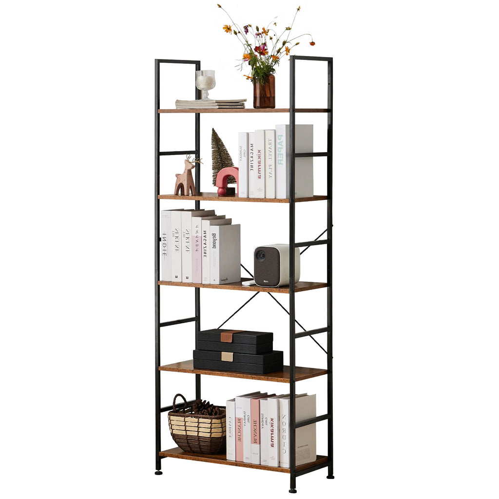 5 Tier Bookcase Bookshelf (Storage Organizer for Bedroom, Home Office, Kitchen, Living Room)