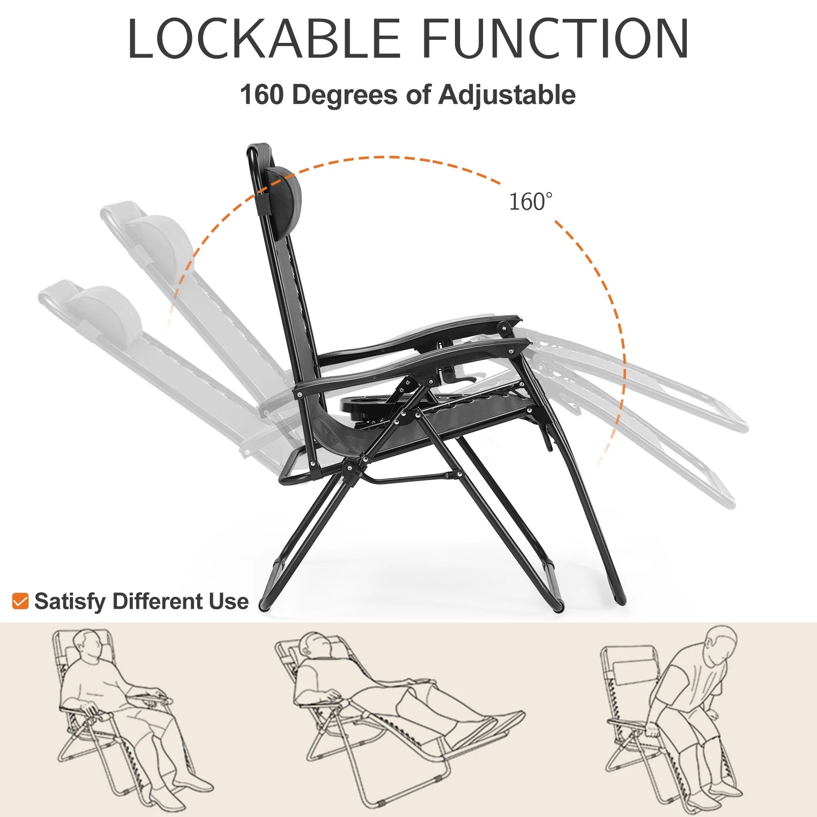 Portable Lounge Chair with cup holder (set or single)
