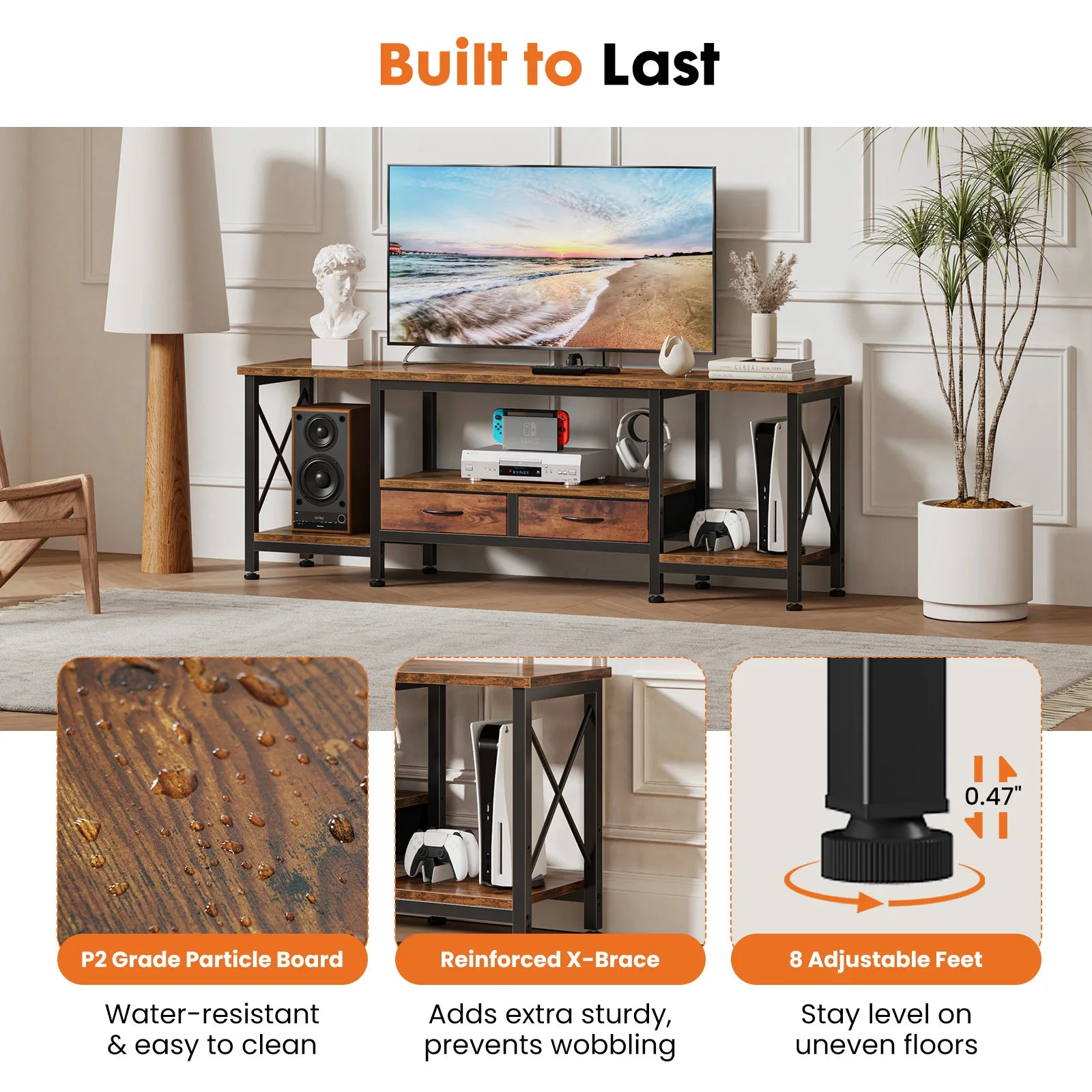 Wooden TV Stand (with Drawers)
