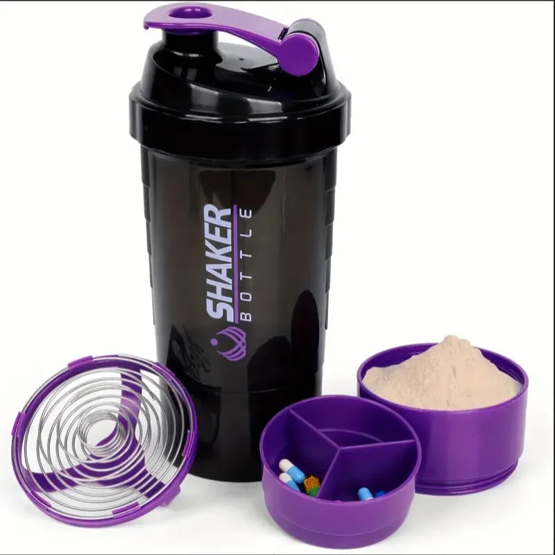 Shaker Bottle With Power Container| 2 Tiers Protein Shakes Powder Shaker Bottle