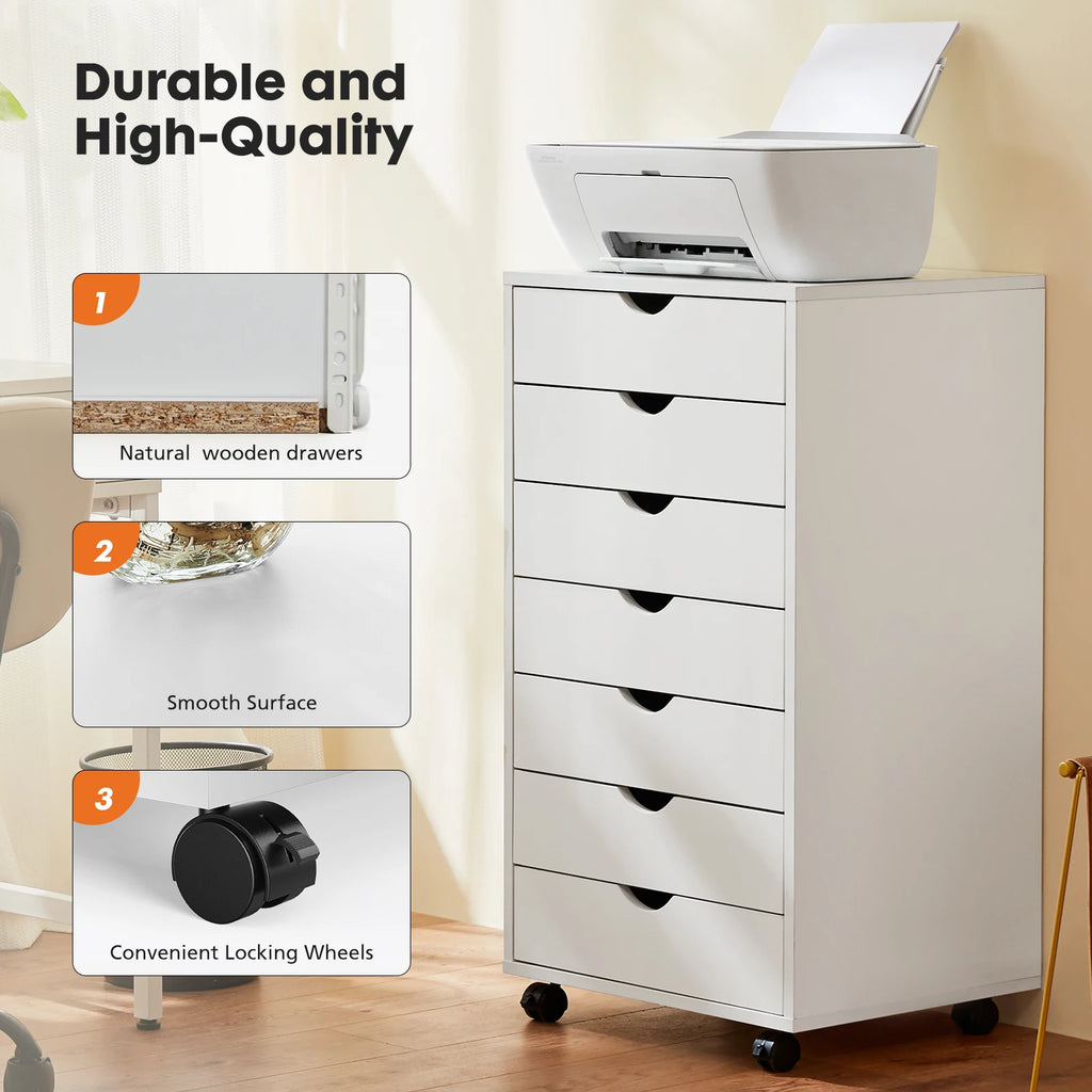 7 Drawer Chest Dressers Nightstand Storage Cabinet (Wooden)