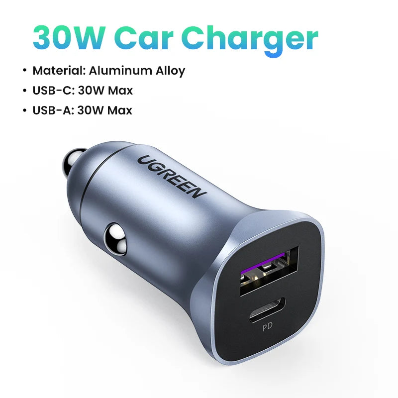 UGREEN Car Charger| Type C Fast USB Charger