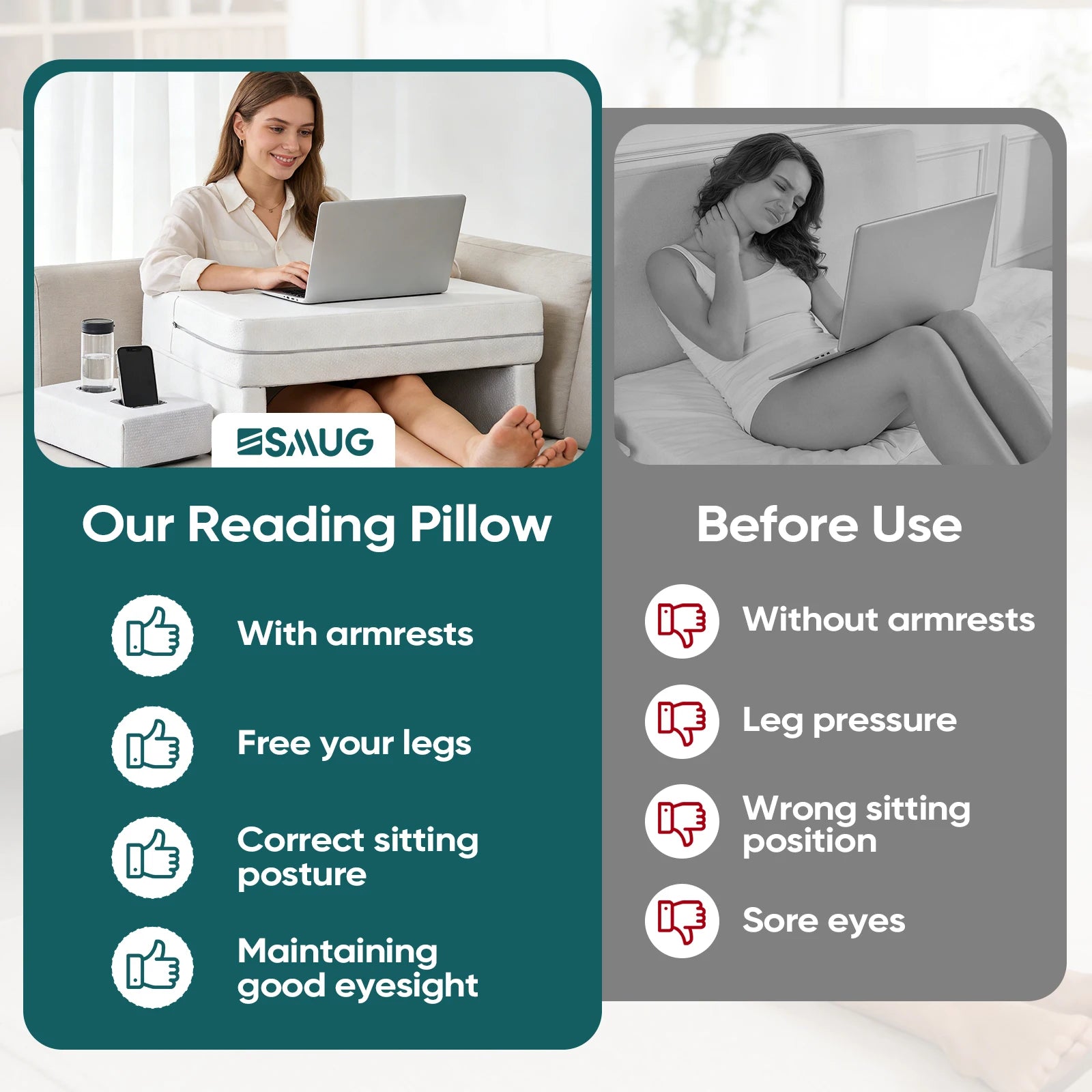 Square Memory Foam Reading Pillow