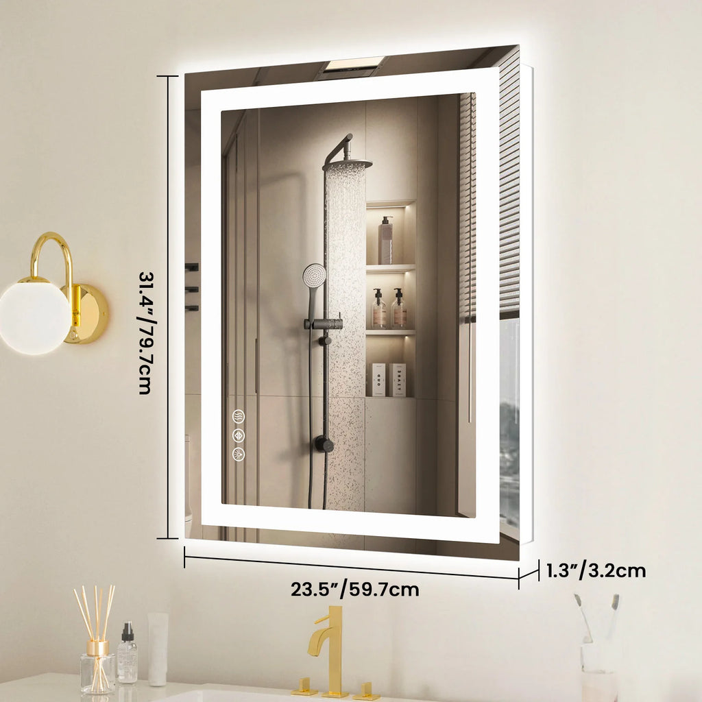 LED Bathroom Vanity Mirror for Wall (Memory Function Tempered Glass with Front Light and Backlit)