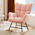 Teddy Fabric Upholstered Glider With High Backrest,Padded Seat, Accent Recliner,Cushion Rocker Armchair,Bedroom Furniture