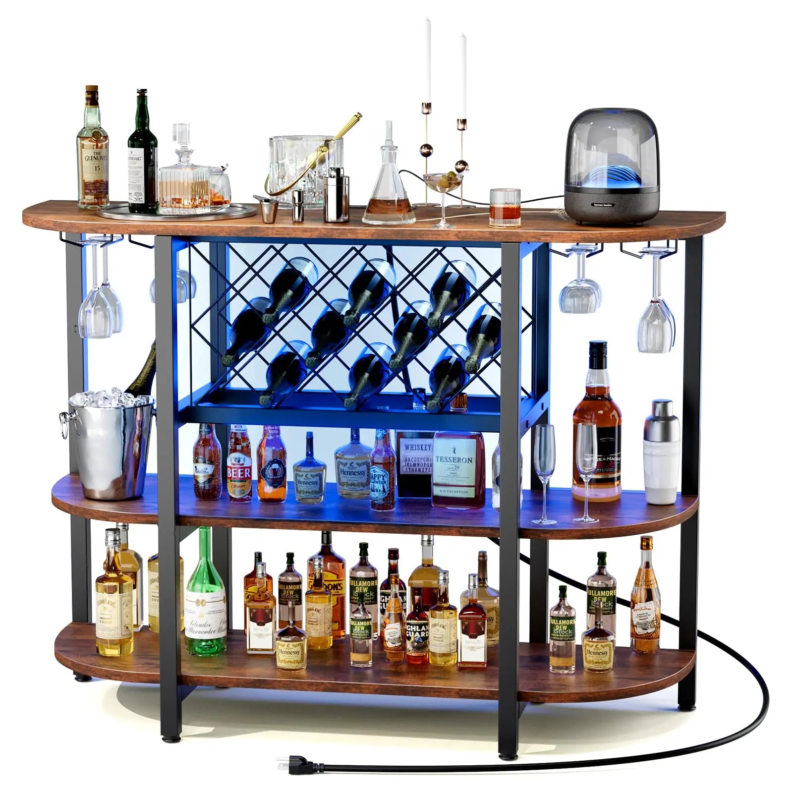 Living Room Cabinet with LED Charging Station