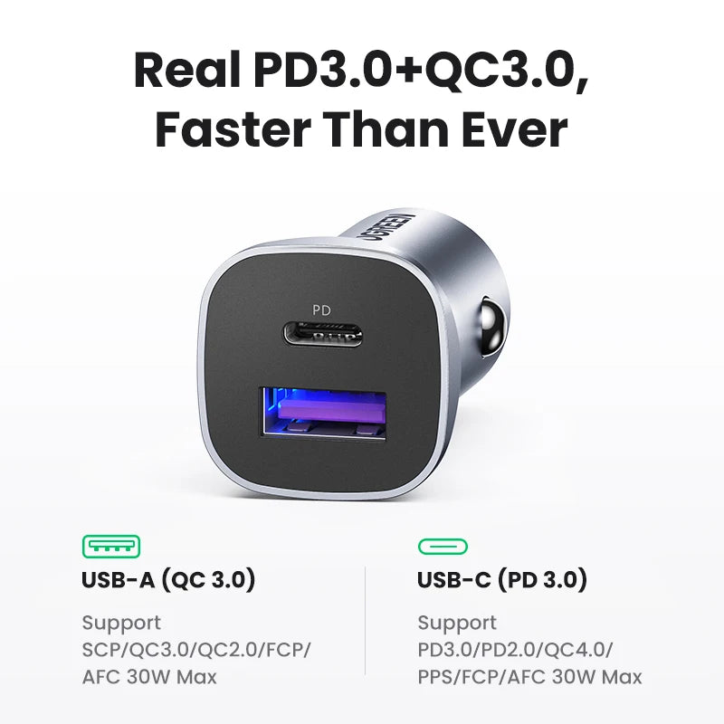 UGREEN Car Charger| Type C Fast USB Charger