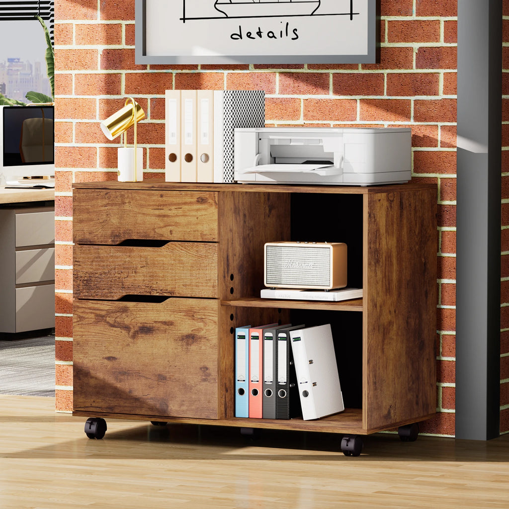 Corner Table Cabinet with 3 Drawers