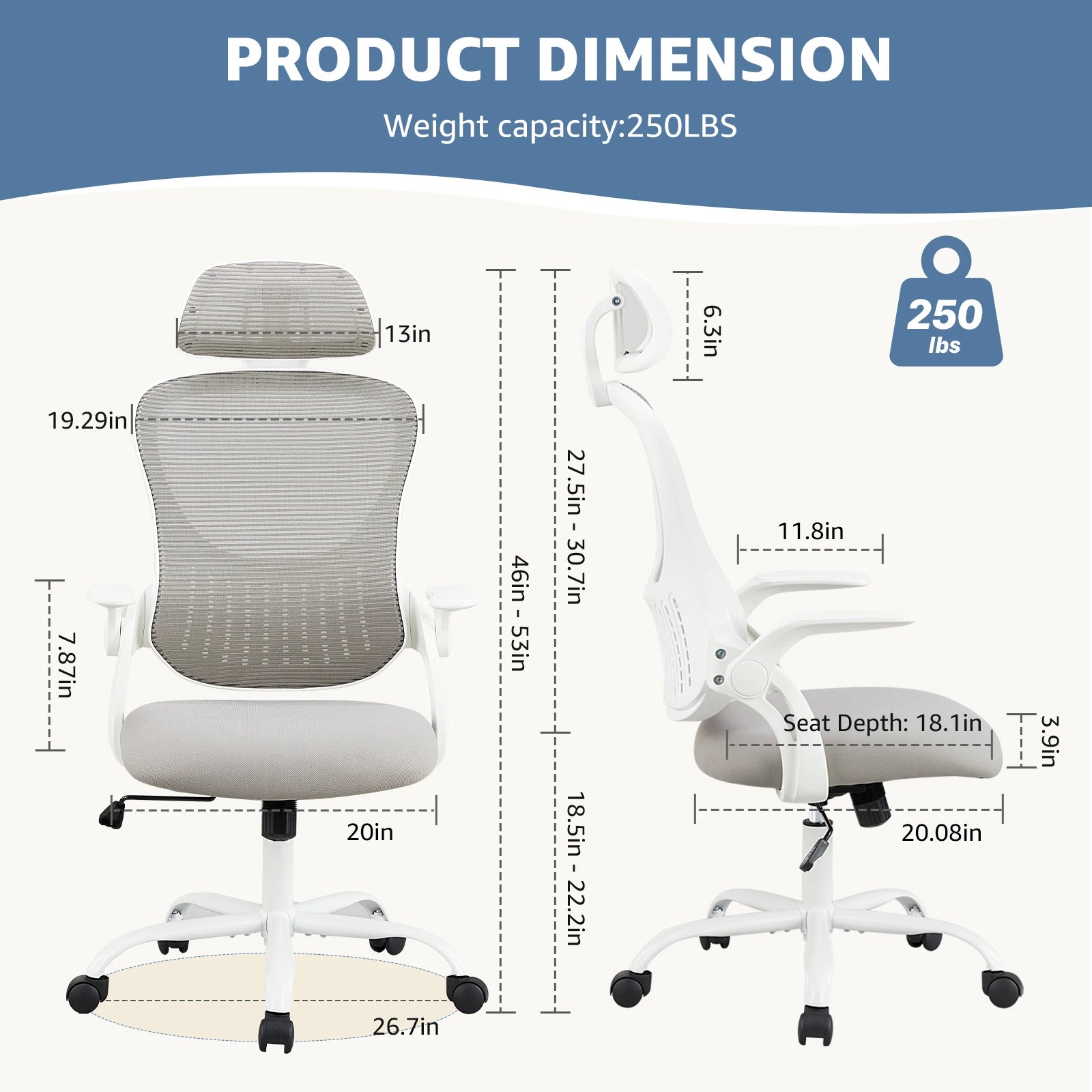 Desk Chair |Adjustable Headrests| Comfortable Lumbar Support