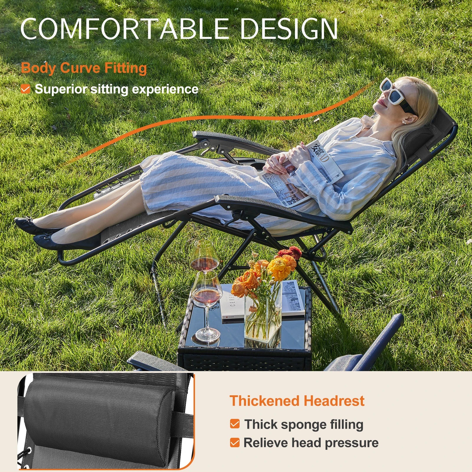 Portable Lounge Chair with cup holder (set or single)