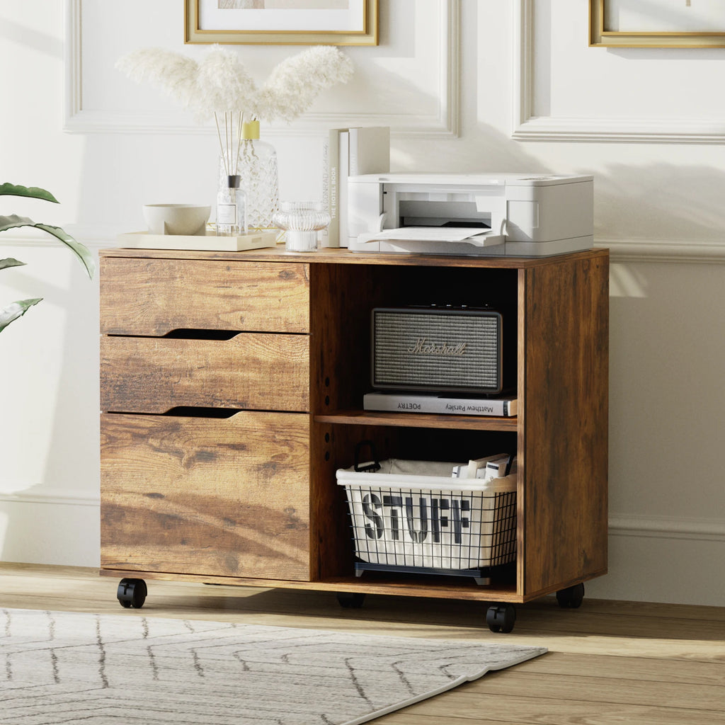 Corner Table Cabinet with 3 Drawers