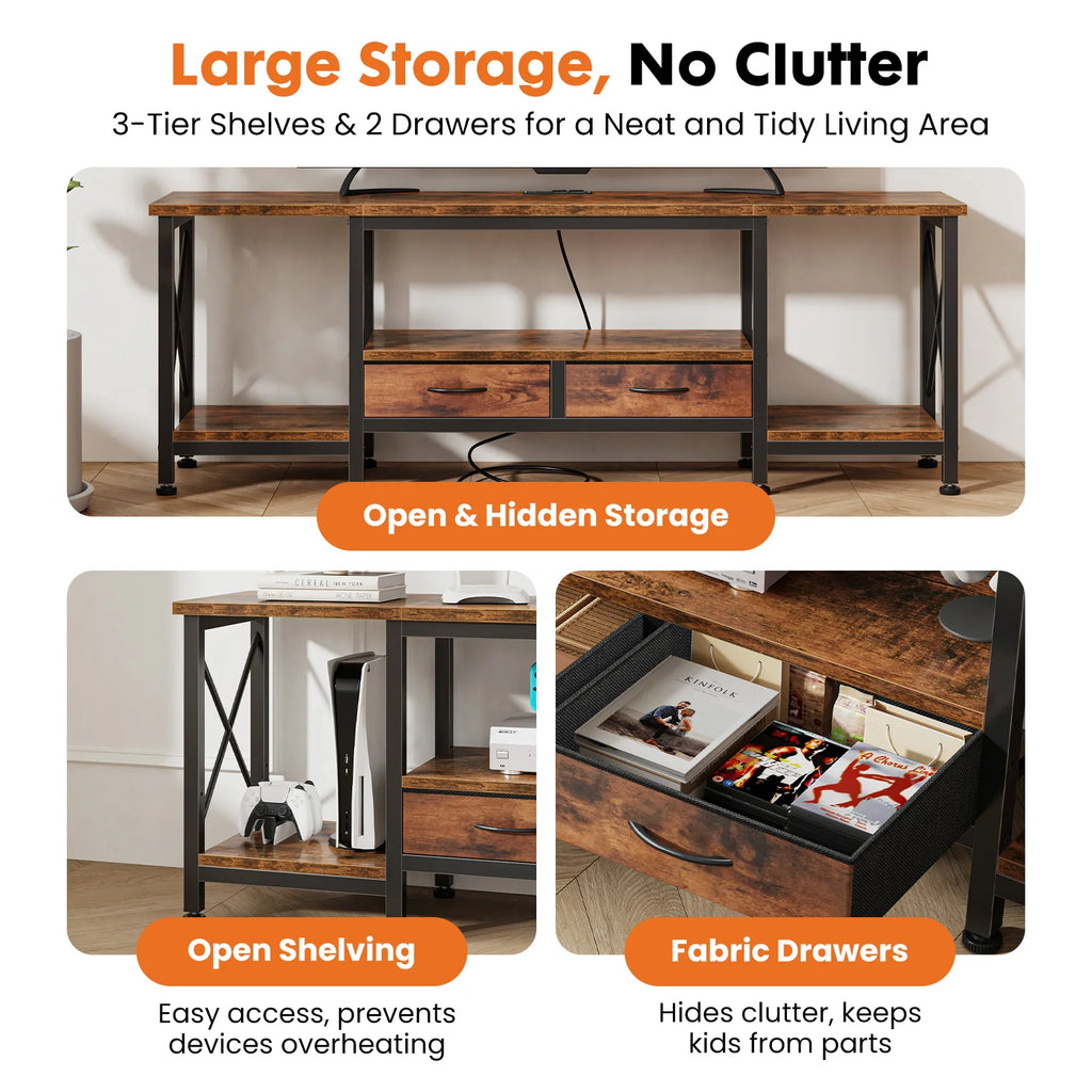 Wooden TV Stand (with Drawers)