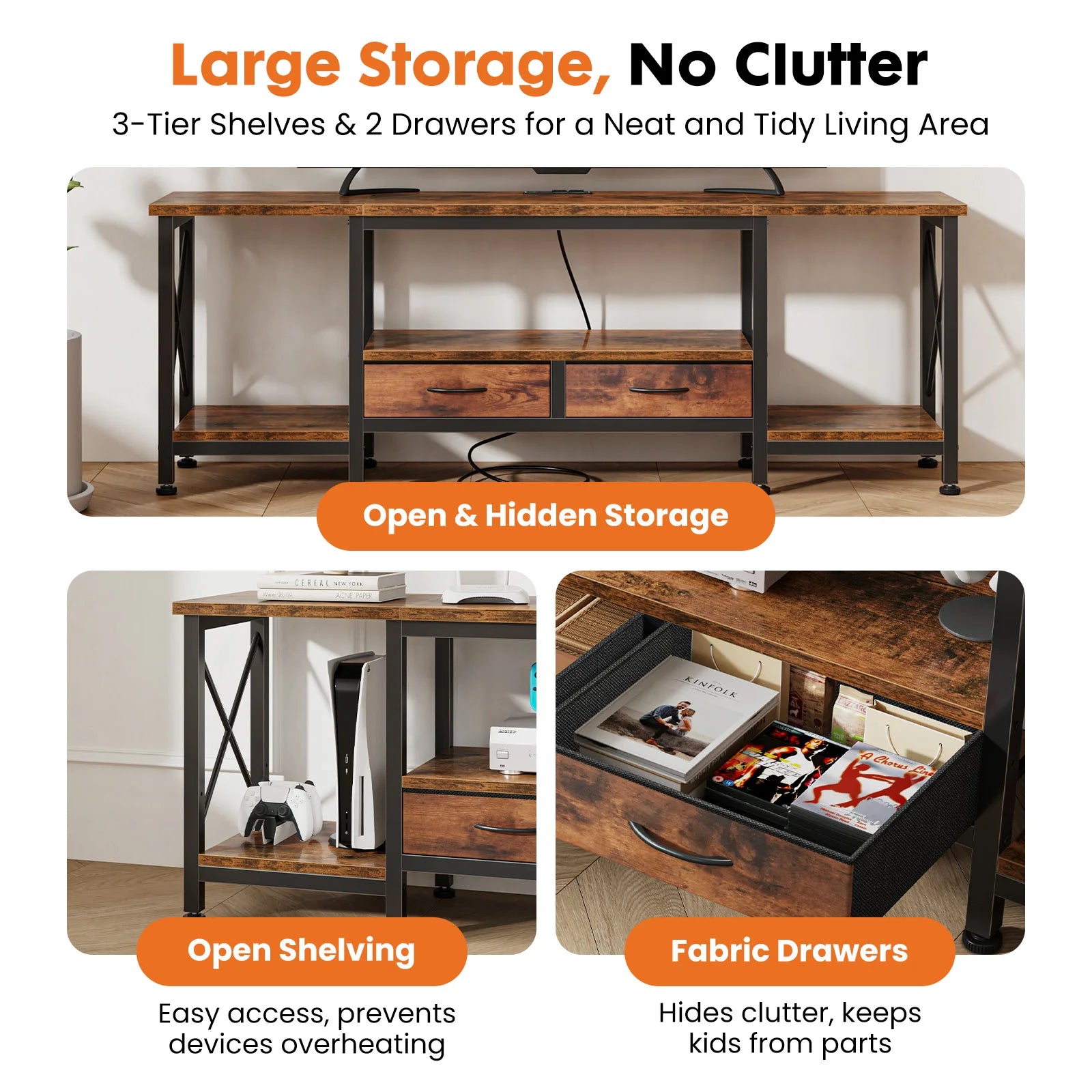 Wooden TV Stand (with Drawers)