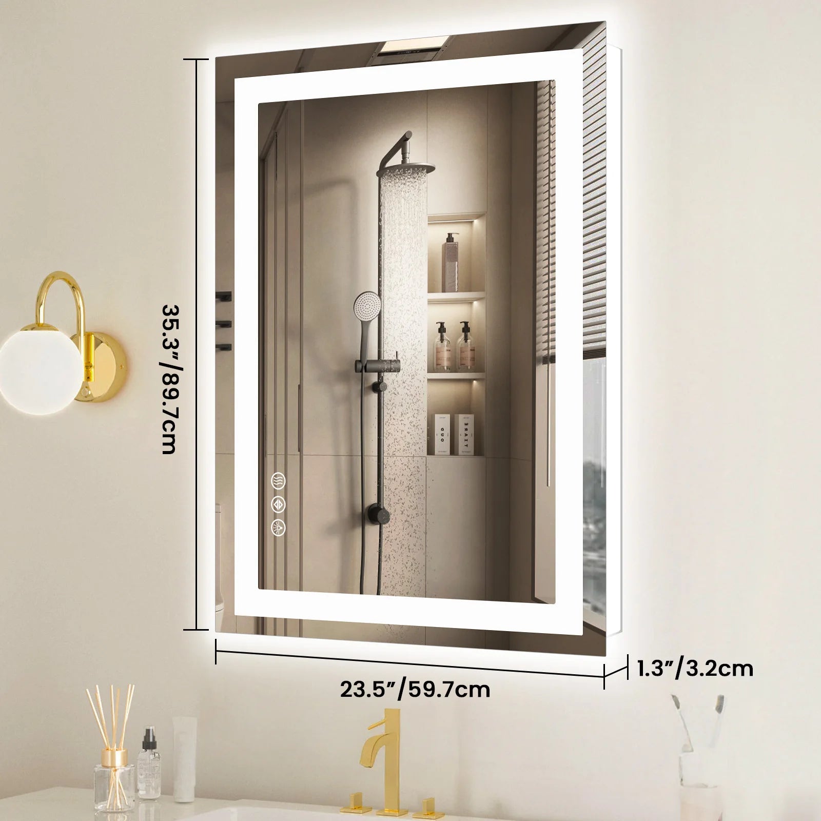LED Bathroom Vanity Mirror for Wall (Memory Function Tempered Glass with Front Light and Backlit)