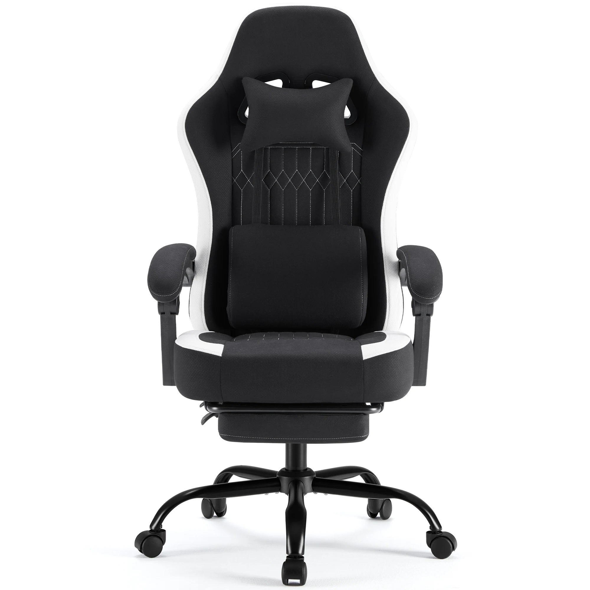 Gaming Chair Height Adjustable 360° Swivel with Headrest Lumbar Support Linkage Armrests