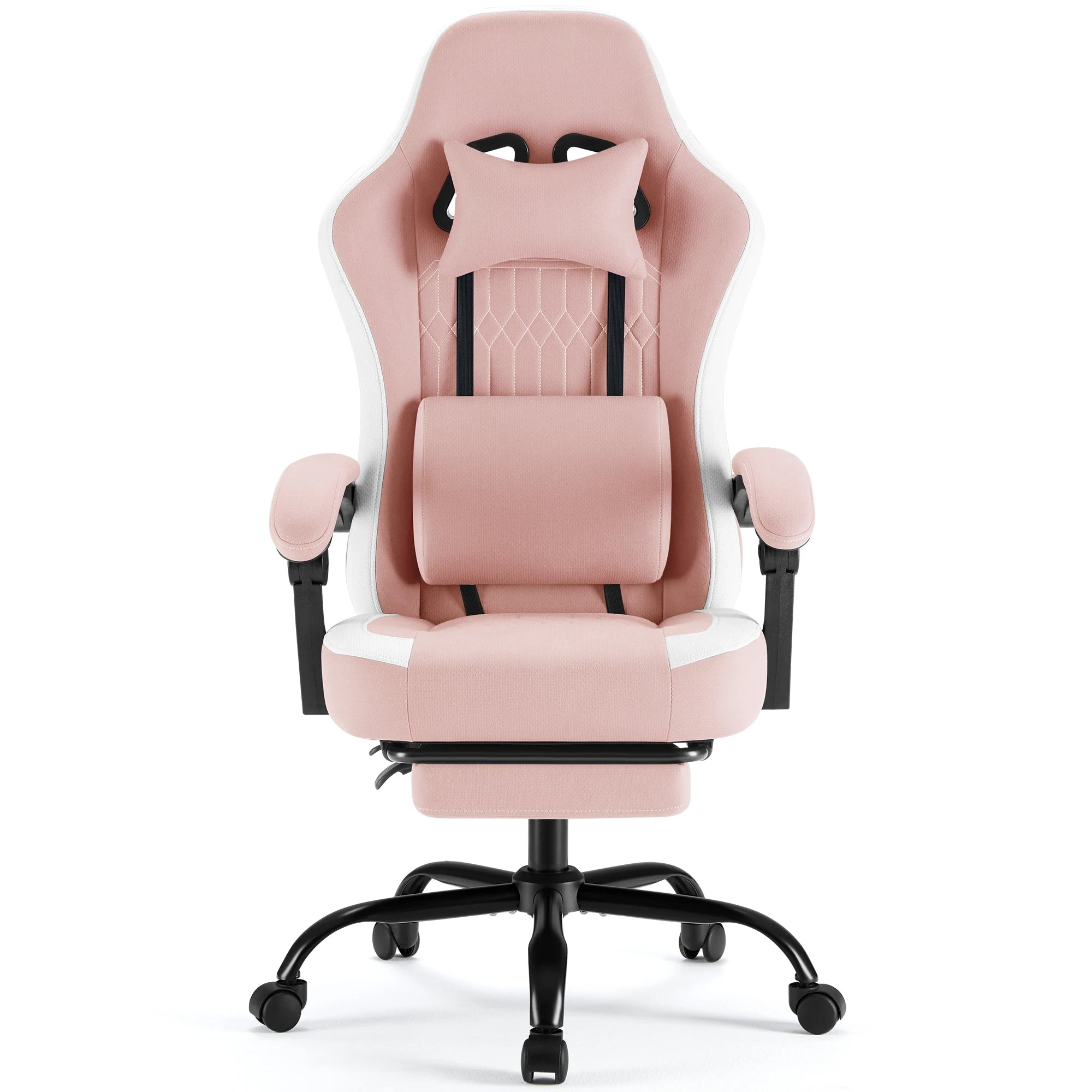 Gaming Chair Height Adjustable 360° Swivel with Headrest Lumbar Support Linkage Armrests