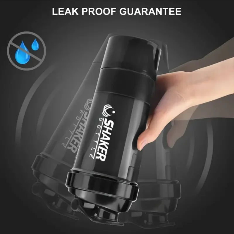 Shaker Bottle With Power Container| 2 Tiers Protein Shakes Powder Shaker Bottle