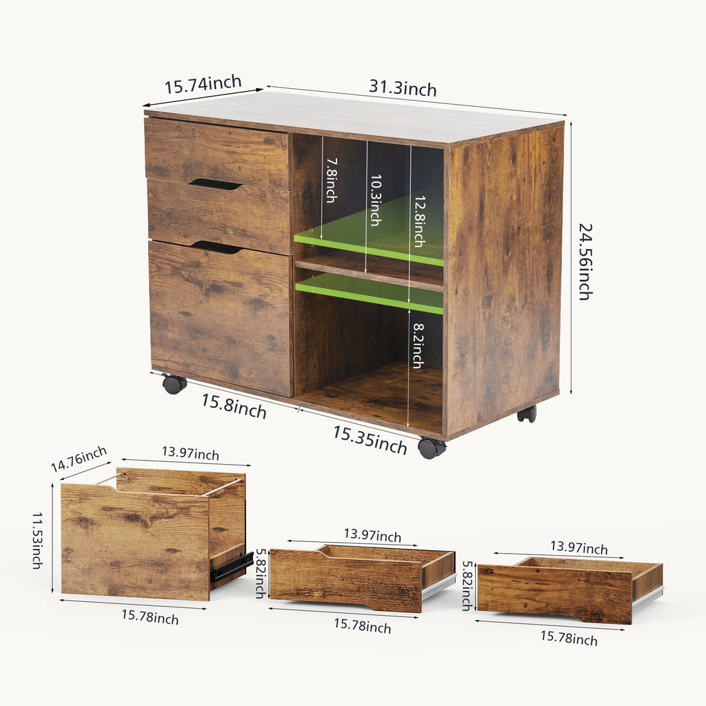 Corner Table Cabinet with 3 Drawers