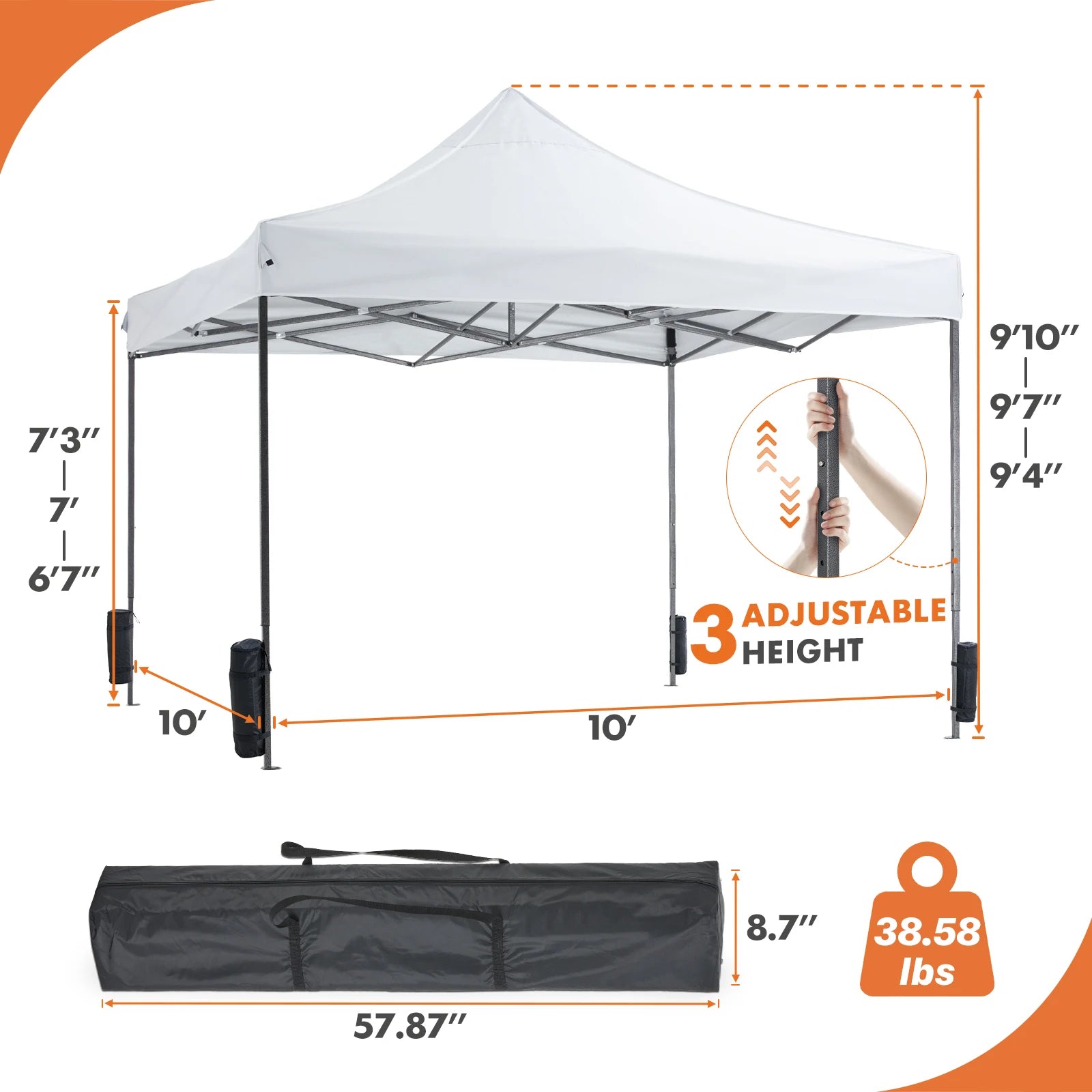 10x10ft Pop Up Outdoor Canopy Tent |Easy Setup|