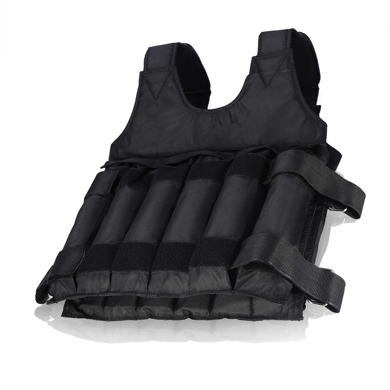 Fitness Weighted Vest with 12 Pouches for Sand or Steel Plates, Made of Durable Oxford Fabric, for Weight Loss and Exercise