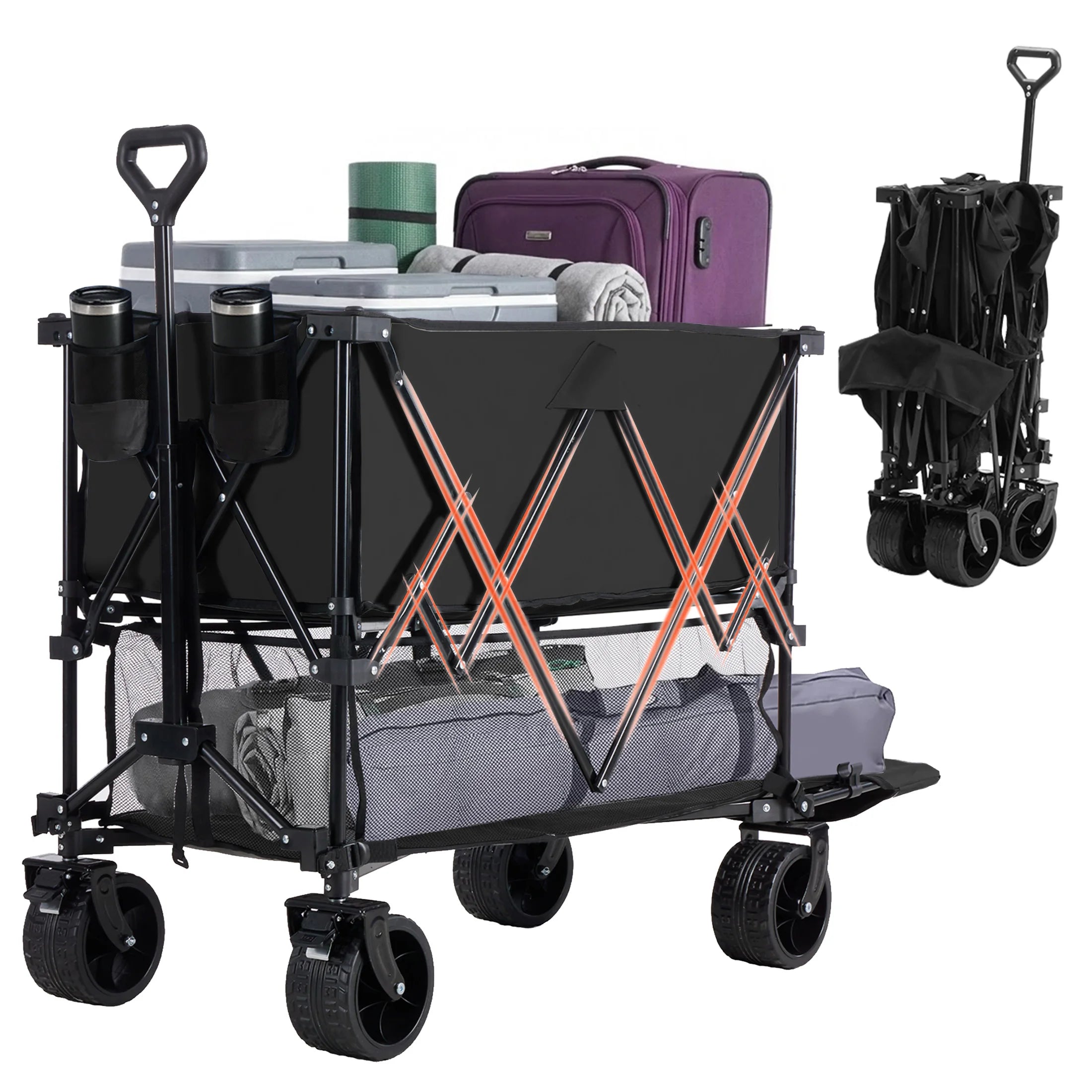 Outdoor Wagons Cart Double Decker (320L Capacity Support up to 440LBS)