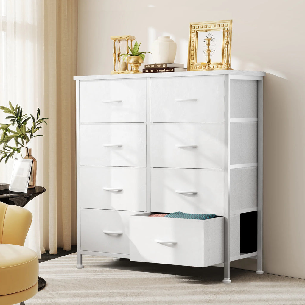 Dresser Wardrobe For Bedroom With 8 Fabric Drawers (Storage Cabinet Steel Frame Assembly)