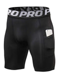 Mens Gym Shorts with Pockets Workout Compression Leggings for Men Polyester Boxer Briefs Running Athletic Tights