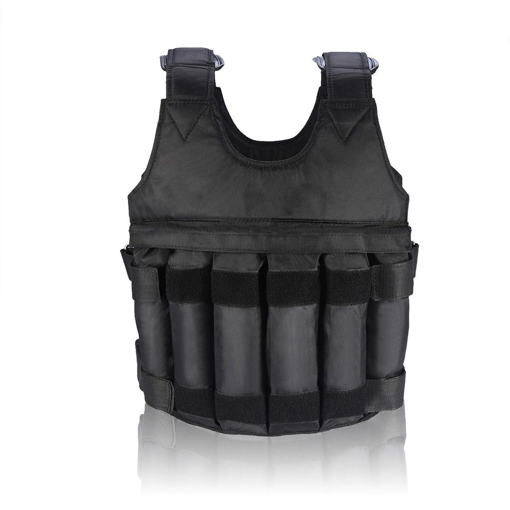 Fitness Weighted Vest with 12 Pouches for Sand or Steel Plates, Made of Durable Oxford Fabric, for Weight Loss and Exercise