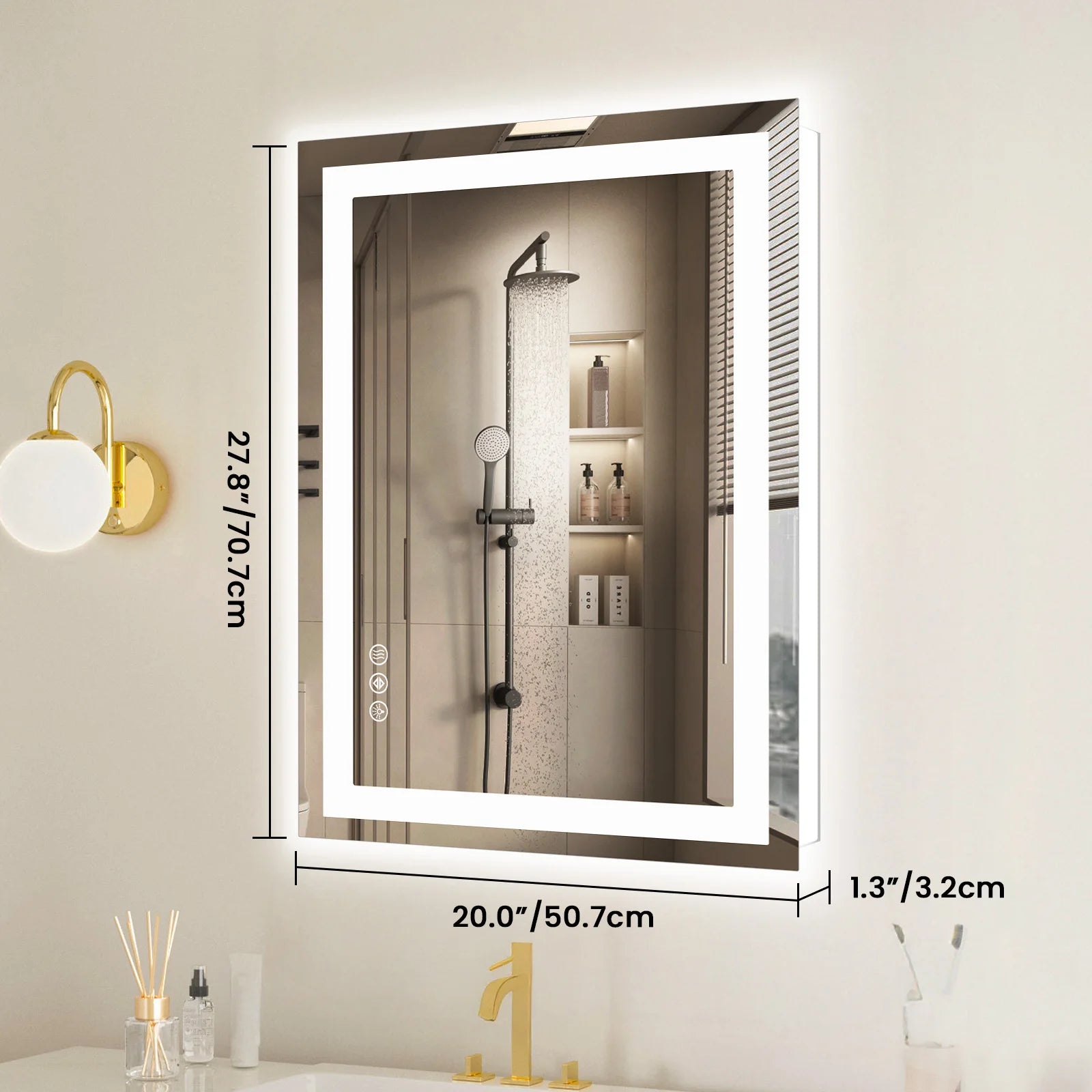 LED Bathroom Vanity Mirror for Wall (Memory Function Tempered Glass with Front Light and Backlit)
