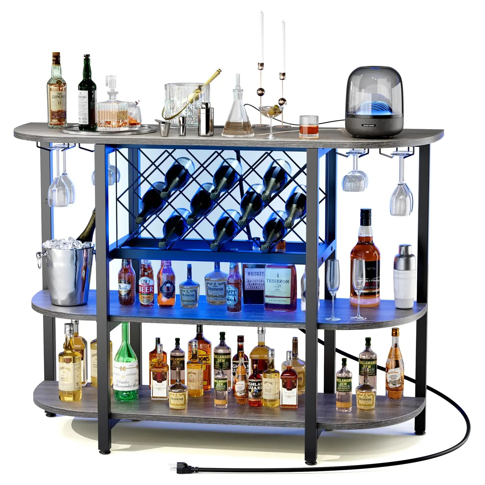Living Room Cabinet with LED Charging Station
