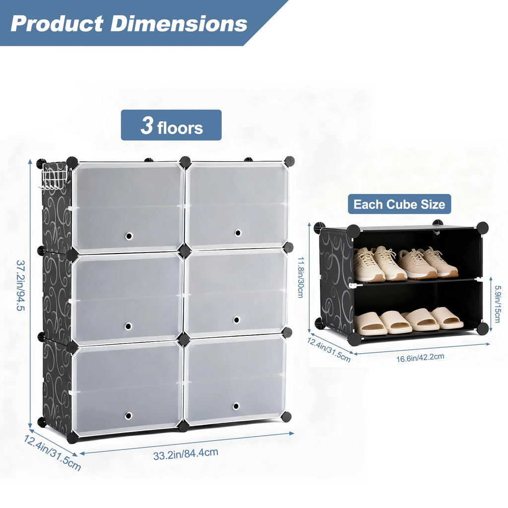 6-Tier Plastic Stackable Shoe Storage Cabinet