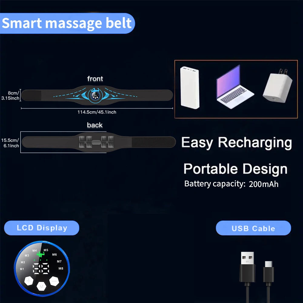 Abdominal Toning Belt| EMS Muscle Stimulator Toner| ABS USB Body Slimming Shaping Body Massager