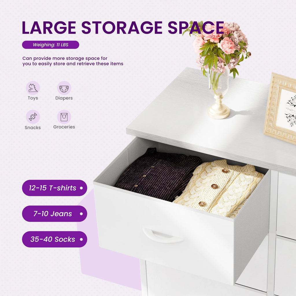 Dresser Wardrobe For Bedroom With 8 Fabric Drawers (Storage Cabinet Steel Frame Assembly)