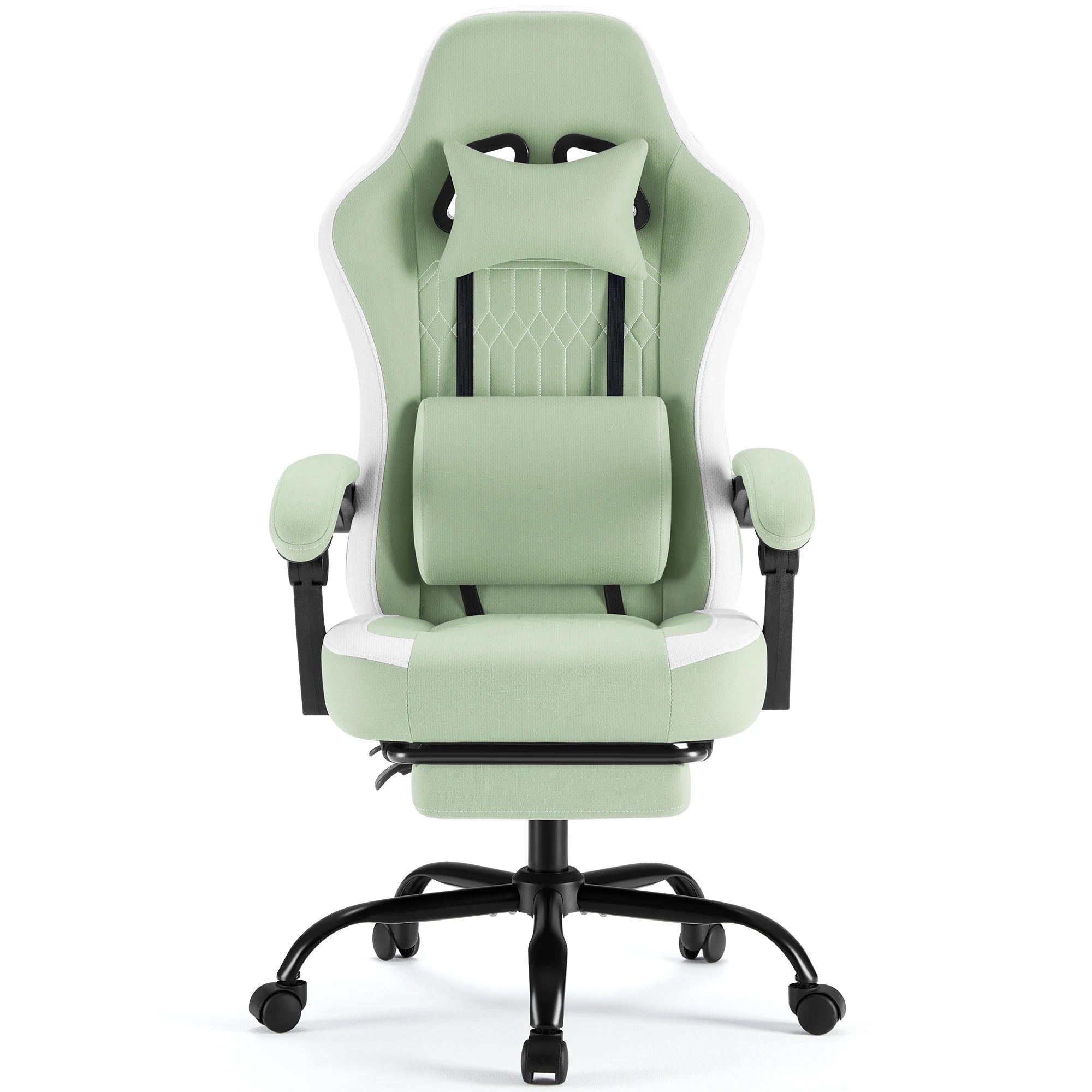 Gaming Chair Height Adjustable 360° Swivel with Headrest Lumbar Support Linkage Armrests