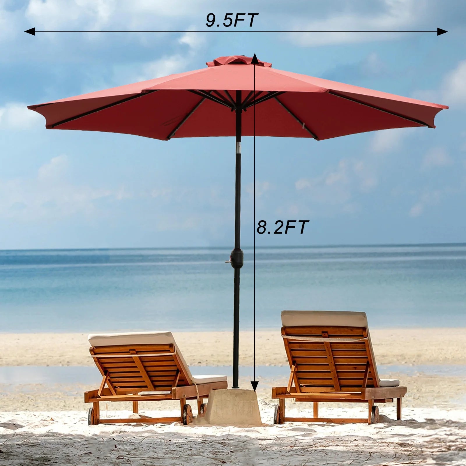 10FT Solar Patio Umbrella with 32 LED Lights UV-Resistant