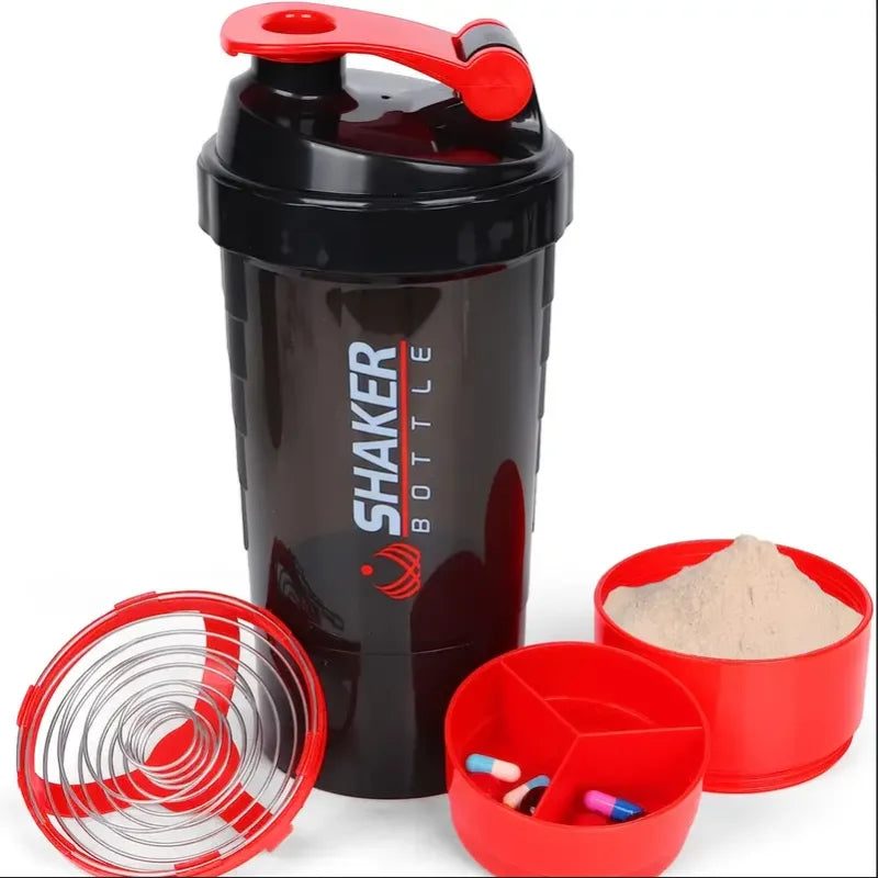 Shaker Bottle With Power Container| 2 Tiers Protein Shakes Powder Shaker Bottle