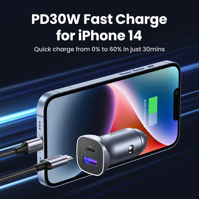UGREEN Car Charger| Type C Fast USB Charger