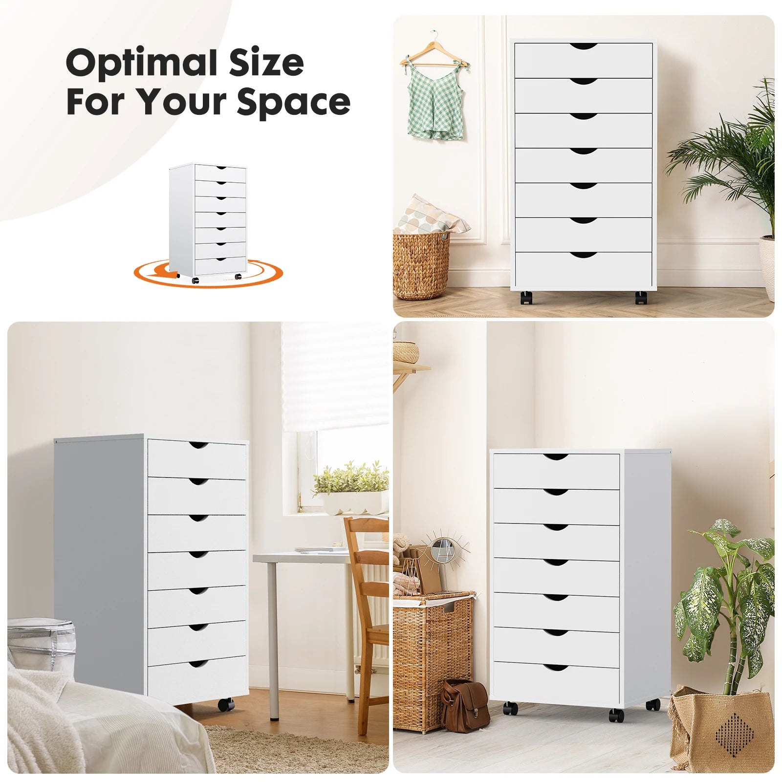 7 Drawer Chest Dressers Nightstand Storage Cabinet (Wooden)