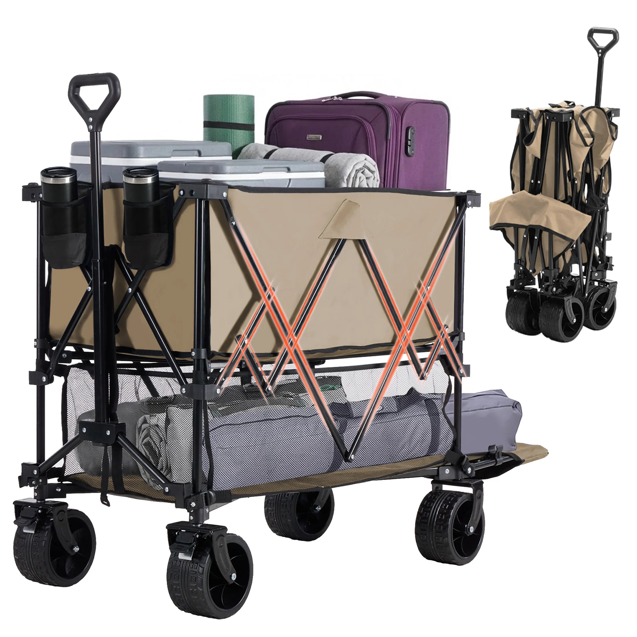 Outdoor Wagons Cart Double Decker (320L Capacity Support up to 440LBS)